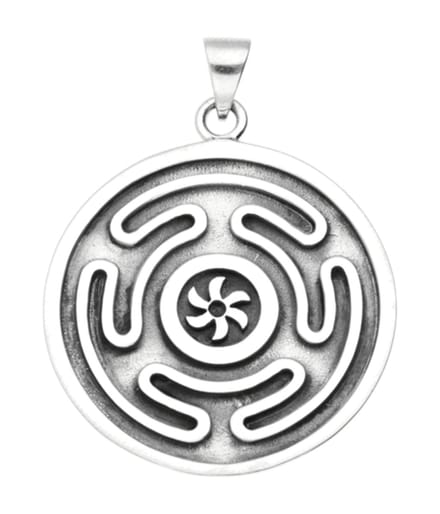 Zilveren Wiel van Godin Hecate kettinghanger
