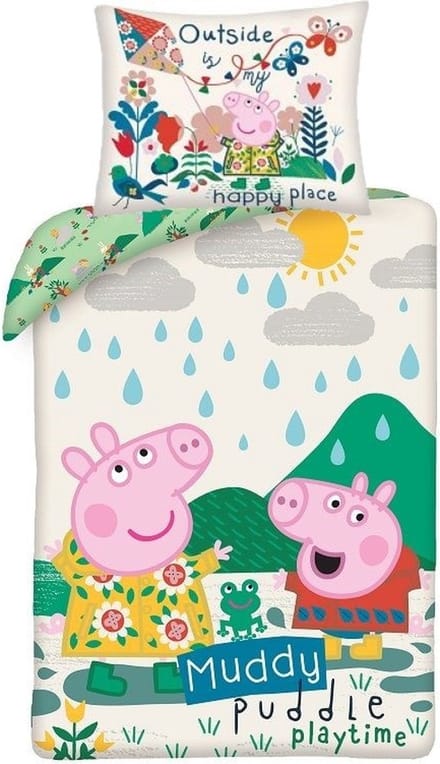 Peppa Pig Dekbedovertrek Muddy 140 x 200 cm katoen