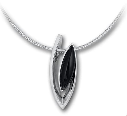 Zilver Gerhodineerde Collier onyx 42+3 cm 1305911