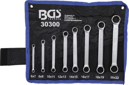 BGS - ringsleutelset - dubbel - 8-delig - Extra plat - chroom vanadium staal