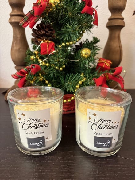 set 2 geurkaarsen kerst midi vanille dream