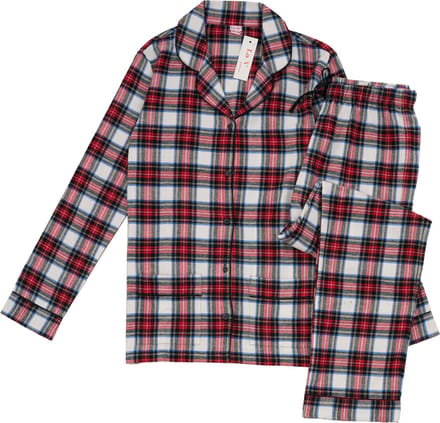 La-V Flanel pyjama set voor meisjes met geruit patroon Rood 152-158