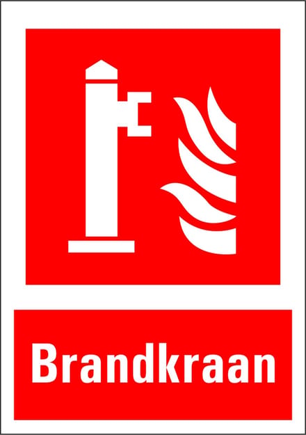 Brandkraan sticker met tekst 210 x 297 mm