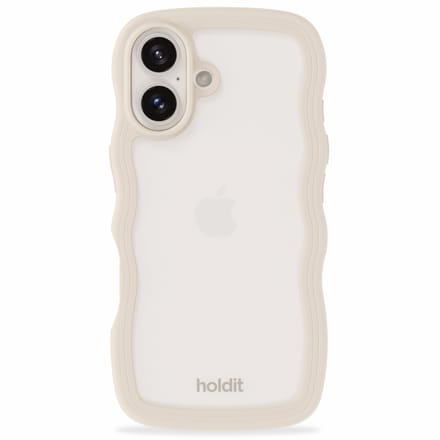 Holdit Wavy Case geschikt voor Apple iPhone 16 - Transparent / Light Beige