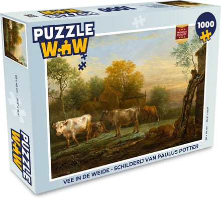 Puzzel Vee in de weide - Schilderij van Paulus Potter - Legpuzzel - Puzzel 1000 stukjes volwassenen