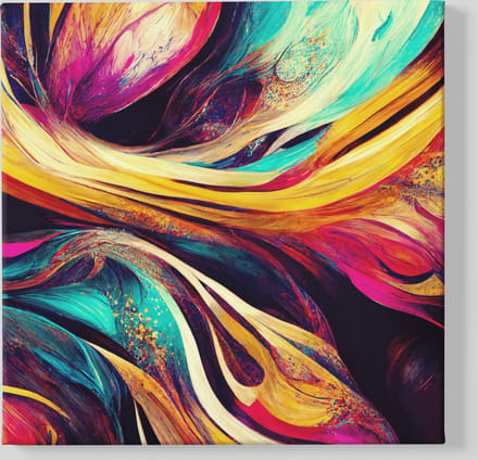 Canvas Schilderij - Abstract - Kleuren - Wanddecoratie - 60x60x2 cm