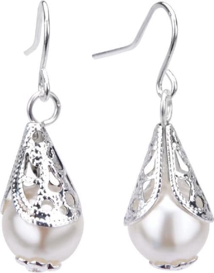 Behave - Oorhangers dames parel druppelvorm - Klassieke stijl