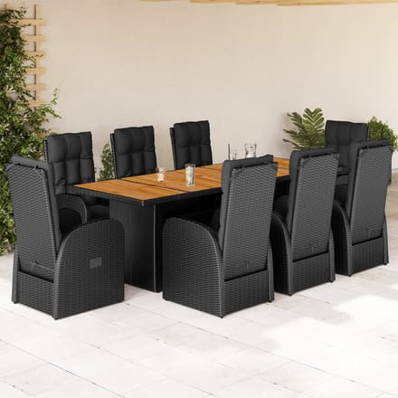 vidaXL - 9-delige - Tuinset - poly - rattan - zwart