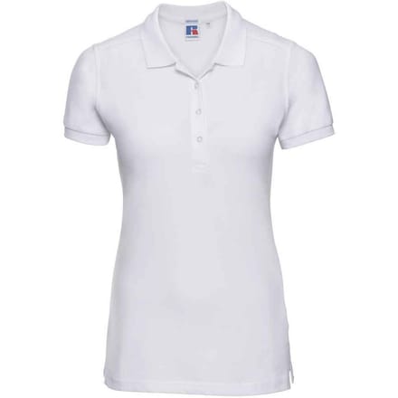 Russell Dames/Dames Piqué Stretch Poloshirt (Wit)