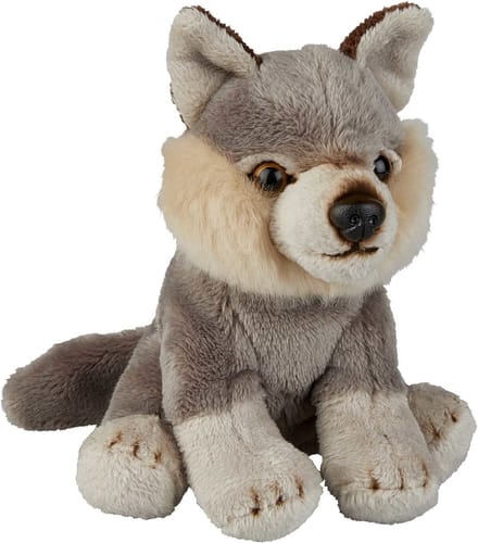 Ravensden knuffel Wolf - grijs - 15 cm - pluche wolven knuffelbeesten
