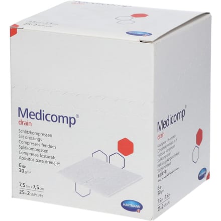 Hartmann Medicomp Drain Steriel Kompres 6 Lagen 7.5 x 7.5cm 421533 50 Compressen
