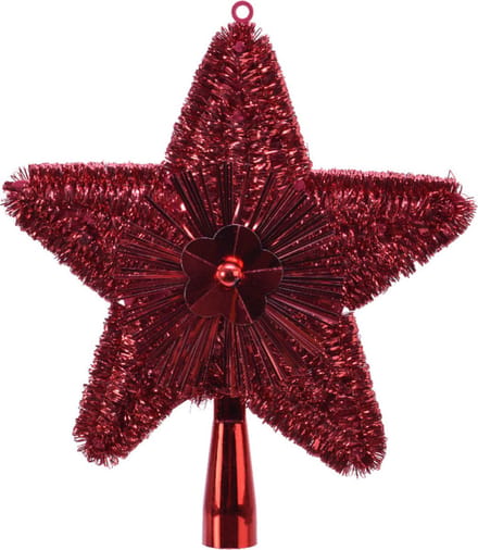 Kerstboom piek - ster - rood - kunststof - 23 cm - kerstversiering