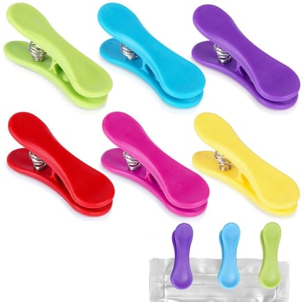 Excellent Houseware - Zakklemmen Set van 6 - Vershoudclips - 6,5 cm - Multicolor - Luchtdicht Afsluiten - Voorraadclips