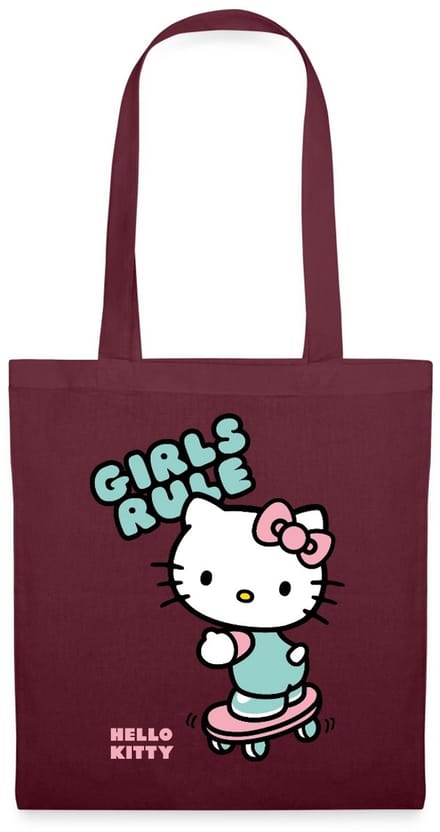 Hello Kitty Op Een Skateboard Met Girls Rules Tas Van Stof Schoudertas