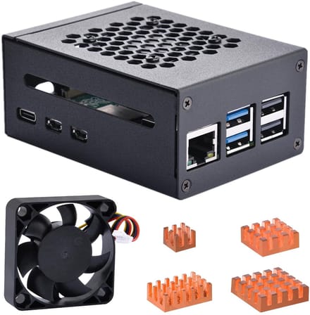 Allecto - Metalen Behuizing - Raspberry Pi 5 - Actieve Koeler - Compact - PCIe M.2 NVMe SSD Ondersteuning - Bescherming en Koeling - Raspberry Pi A...