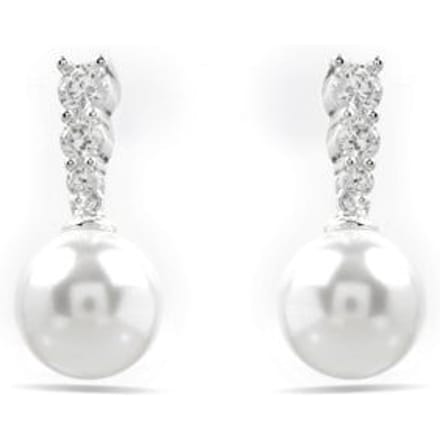 Luxenter oorbellen met witte parel zilverkleurige afwerking - Anvithi