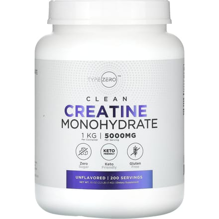 TypeZero, Clean, Creatine Monohydraat, Ongezoet, 5.000 mg, 1 kg (35 oz)
