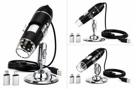 Digitale USB Microscoop 1600x Vergroting – HD Microscoopcamera met LED Verlichting – Compatibel met PC, Laptop & Smartphone – Inclusief Standaard