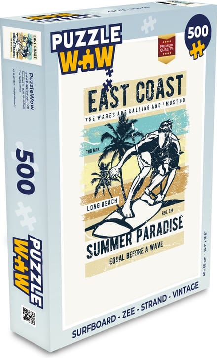 Puzzel Surfboard - Zee - Strand - Vintage - Legpuzzel - Puzzel 500 stukjes