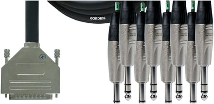 Cordial Intro Multicore D-Sub/jack symm 8-voudig, Rean stekker, 3,0m - Analoge multicore kabel