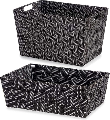 Kipit Opbergmandjes - set 5x stuks - 2 formaten - zwart - kast en badkamer