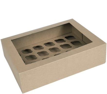 House of Marie Mini Cupcake Doos 24 - Kraft - pk/2