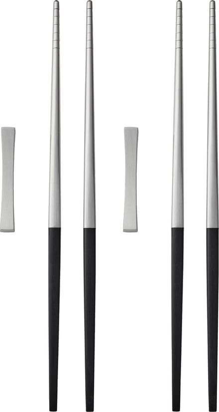 Gense Focus de Luxe Eetstokjesset 23 cm 6 delen Zwart/Mat staal