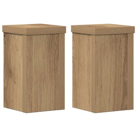 vidaXL - Plantenstandaards - 2 - st - 10x10x18 - cm - hout - artisanaal - eiken