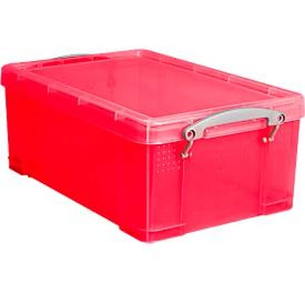 Box, kunststof, transparant rood, 9 l