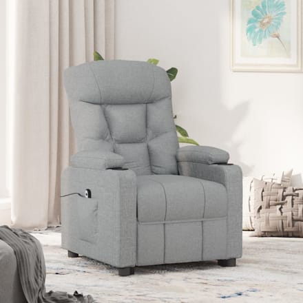 vidaXL - Fauteuil - elektrisch - verstelbaar - stof - lichtgrijs