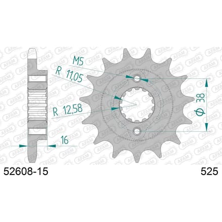 Stalen motortandwiel voor Afam 525 15 dents