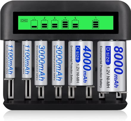 Universele Batterij Oplader 8 Bay met LCD voor AA AAA C D Oplaadbare Batterijen