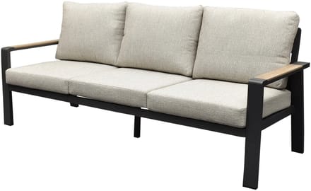 Lola 3-zitsbank aluminium antraciet soft grey kussens