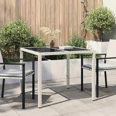 vidaXL Tuinstafel Wit 90 x 90 x 75 cm poly rattan