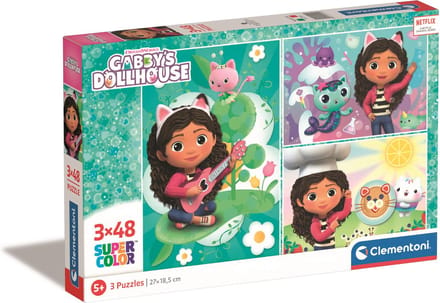 Clementoni Kinderpuzzels - Gabby's Dollhouse 3 Puzzels van 48 Stukjes, Puzzel, 4+ jaar - 25290