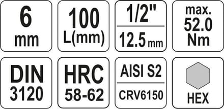 Yato - Dopsleutelset - 6mm - 1/2 inch - Chrome-Vanadium Staal