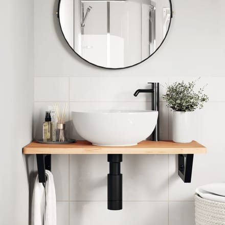 vidaXL - Badkamer - wandschap - staal - en - massief - beukenhout