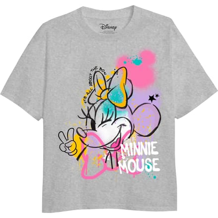 Disney Meisjes Minnie Mouse Spray Stencil T-Shirt (Grijze Heide)