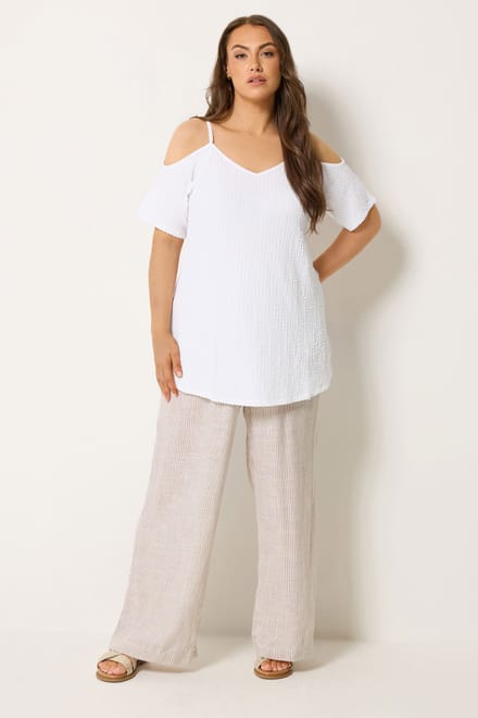 Yours Witte Getextureerde Top Met Open Schouders Size 42
