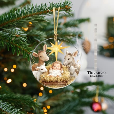 VANDAAG VERZONDEN - 2 Stuks - Kerst - Hanger - Kerstbal - Kerststal Bethlehem - Jezus
