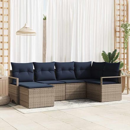 vidaXL Bankstel 6 st Grijs poly rattan