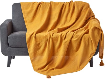Homescapes Rajput sprei, 100% katoen, mosterdgeel, 255 x 360 cm
