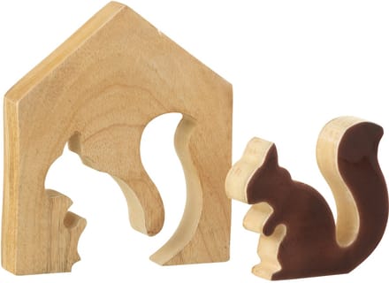 J-Line decoratie Eekhoorn In Huis - hout - naturel/bruin - small