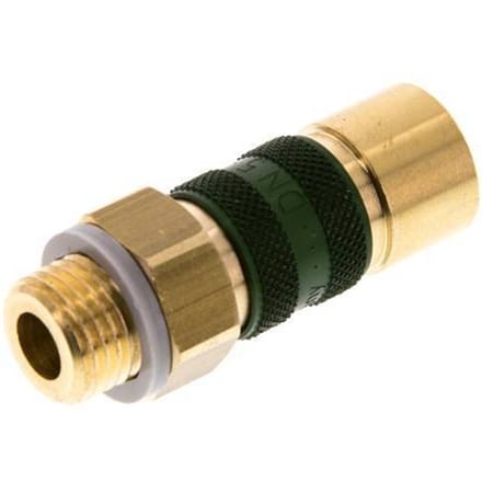 Messing DN 5 Groen-Coded Luchtkoppeling Snelkoppeling G 1/4 inch Buitendraad - CLS5-M-B-GRE-CD-014