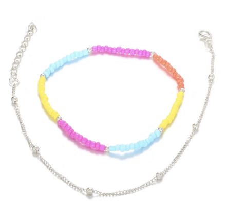Jomide Enkelbandje Colours & Silver - 2 stuks