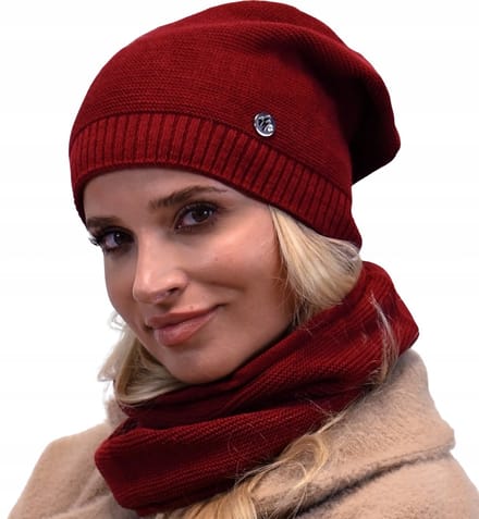 Alur Serie - Winter Dames Set - Beanie Muts - Sjaal - Bordeaux