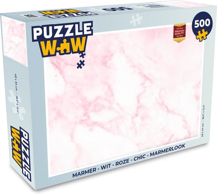 Puzzel Marmer - Wit - Roze - Chic - Marmerlook - Legpuzzel - Puzzel 500 stukjes