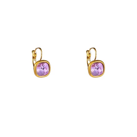 Go Dutch Label Oorhangers Small Square Stone Lilac