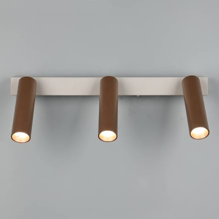 Trio Lighting LED plafondspot Ambala. Lengte 44 cm, grijs/bruin, 3-lamps.