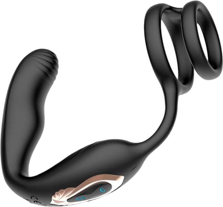 IY - Bruce - Prostaatmassager 360° - Met dubbele penisring - Zwart
